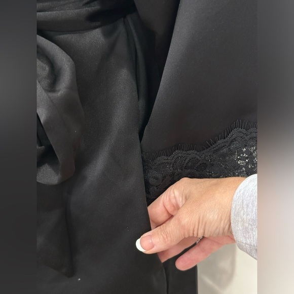 Ann Summers Black Satin Robe Wrap Mini Belted Lace Small Whimsigoth Romantic - Picture 7 of 11
